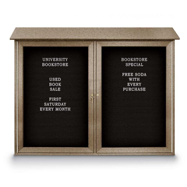 Indoor Enclosed Combo Board, 48"x36", Satin Frame/Blk Porc & Medium Grey